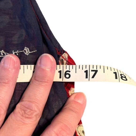 Anthropologie Tiny red navy cream silk embroidered sleeveless top XS - Picture 9 of 10